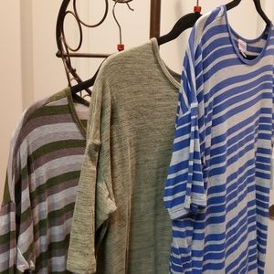 A bundle of 3 XS Lularoe Irma Tops